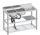 stainless steel  double sink freestanding 120 x 50 x 80 cm - AUPK