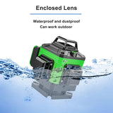 360 Rotary 4D 16 Lines Green Laser Level Self Leveling Cross Measure with Tripod - AUPK
