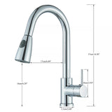 Chrome Kitchen Tap Pull Out  Mixer Tap with 360° swivel Spout 2-Mode Sprayer - AUPK