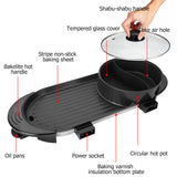 Electric 2 in 1 Hot Pot Hotpot BBQ Grill Oven Smokeless Barbecue Pan Machine - AUPK