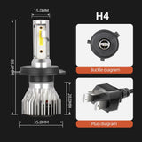 Car LED Headlight 72W 8000LM Globes 2pcs  H7/ H4/HB2/9003/ H8/H9/H11/9006/H1 Lamps - AUPK