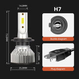 Car LED Headlight 72W 8000LM Globes 2pcs  H7/ H4/HB2/9003/ H8/H9/H11/9006/H1 Lamps - AUPK