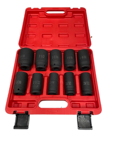 10 Pcs 3/4'' Drive Deep Impact Socket Tool Set 80mm Length tool set SAE 29/32-1-5/8 - AUPK