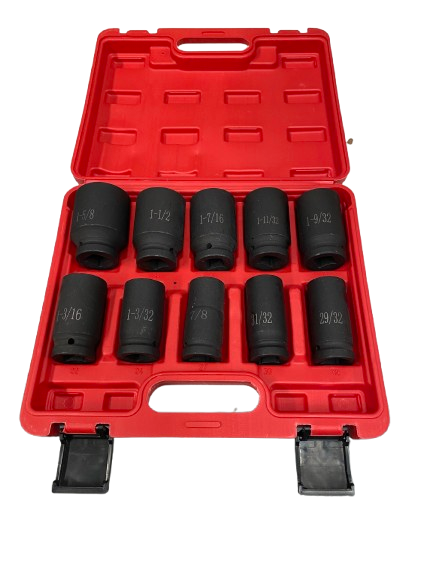 10 Pcs 3/4'' Drive Deep Impact Socket Tool Set 80mm Length tool set SAE 29/32-1-5/8 - AUPK