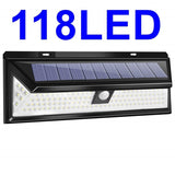 Outdoor Solar Motion Sensor Lights 118 LED 6 Lighting Modes Wall Lights - AUPK