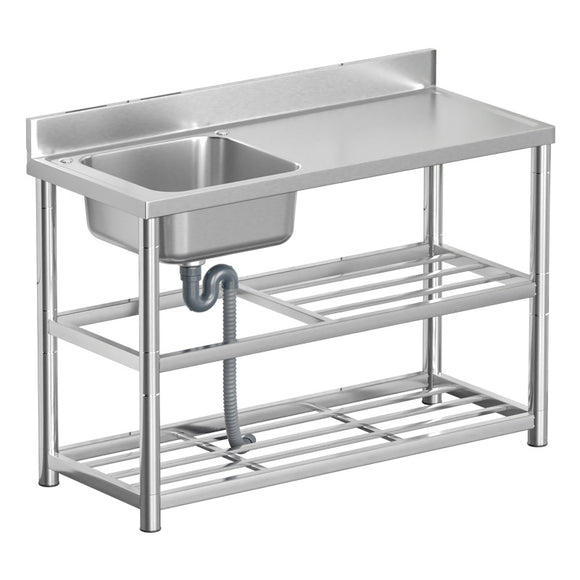 stainless steel bench and  sink freestanding 120 x 50 x 80 cm Sink with bench Undershelf - AUPK