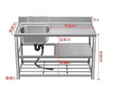 stainless steel bench and  sink freestanding 120 x 50 x 80 cm Sink with bench Undershelf - AUPK