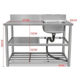 stainless steel bench and  sink freestanding 120 x 50 x 80 cm Sink with bench Undershelf - AUPK