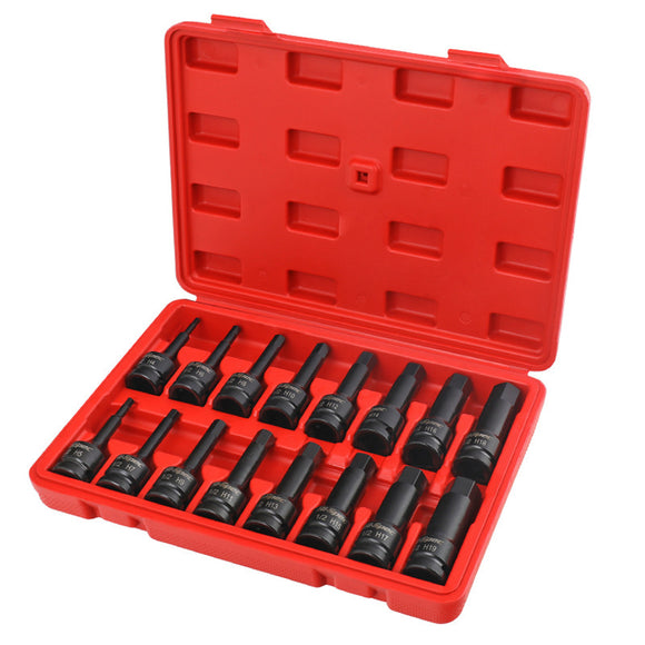 16 pcs 1/2  Impact Socket Allen Key Hex Bit Set H4-H19 CR-MO