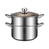 24 CM Steamer Pot  Food Grade Stainless Steel With Glass Lid, 2-Tier Cookware
