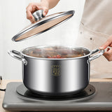 24 CM Steamer Pot  Food Grade Stainless Steel With Glass Lid, 2-Tier Cookware