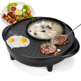 2 in 1 Electric Stone Coated Teppanyaki Grill Plate Steamboat Hotpot 36 cm