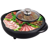 2 in 1 Electric Stone Coated Teppanyaki Grill Plate Steamboat Hotpot 36 cm