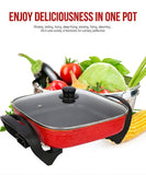 1500W 30cm square Electric Non-stick Frying Pan with Glass Lid, .
