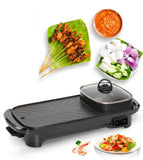 2-in-1 Electric Non-Stick BBQ Grill and Hotpot in black square pot