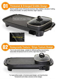 2-in-1 Electric Non-Stick BBQ Grill and Hotpot in black square pot