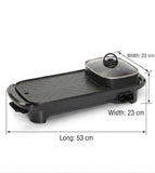 2-in-1 Electric Non-Stick BBQ Grill and Hotpot in black square pot