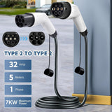 EV Charging Cable, Type 2 to Type 2，32amp, 7kW, 5 Metre - AUPK