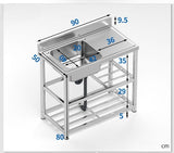 Stainless Steel Sink freestanding 90 x 50 x 80 cm  Left Sink Bowl - AUPK