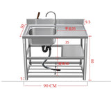 stainless steel bench and  sink freestanding 90 x 50 x 80 cm Sink with bench Undershelf - AUPK