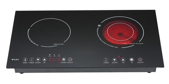 Double head portable or embedded cook top induction and infrared