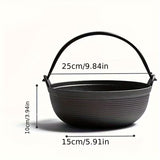Cast Iron Sukiyaki Hot Pot with Wooden Lid 25 cm