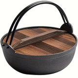 Cast Iron Sukiyaki Hot Pot with Wooden Lid 29 cm