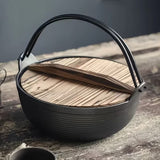 Cast Iron Sukiyaki Hot Pot with Wooden Lid 29 cm