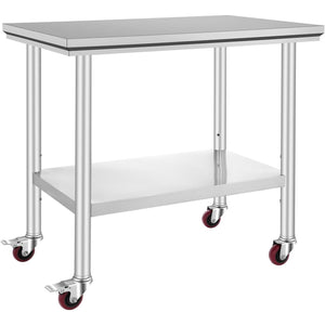 Stainless Steel Kitchen Bench with Castor Wheels