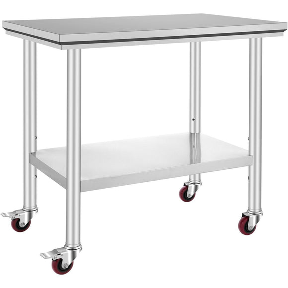 Stainless Steel Kitchen Bench with Castor Wheels