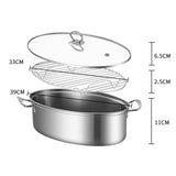 Fish Steamer Double stainless steel - 8Qt Multi-Use Oval Roasting Cookware