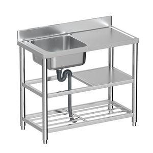 stainless steel bench and  sink freestanding 90 x 50 x 80 cm Sink with bench Undershelf - AUPK