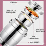 vacuum-insulated thermal food container lunch box 2 L stainless steel