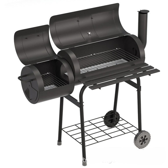 Offset Wood Charcoal Smoker Meat Grill Portable Outdoor BBQ