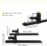 Pallet Forks 43” or 109 CM 680kg Capacity Tractor Forks with Adjustable Stabilizer Bar - AUPK