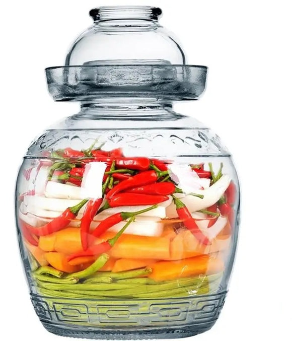 Chinese Glass Fermenting Jar Pickles Jar  for Kimchi  Sauerkraut 5 kg - AUPK