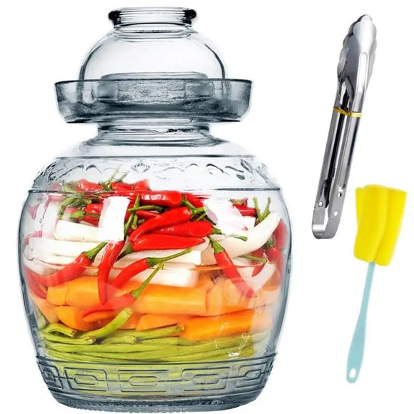 Chinese Glass Fermenting Jar Pickles Jar  for Kimchi  Sauerkraut 2.5kg