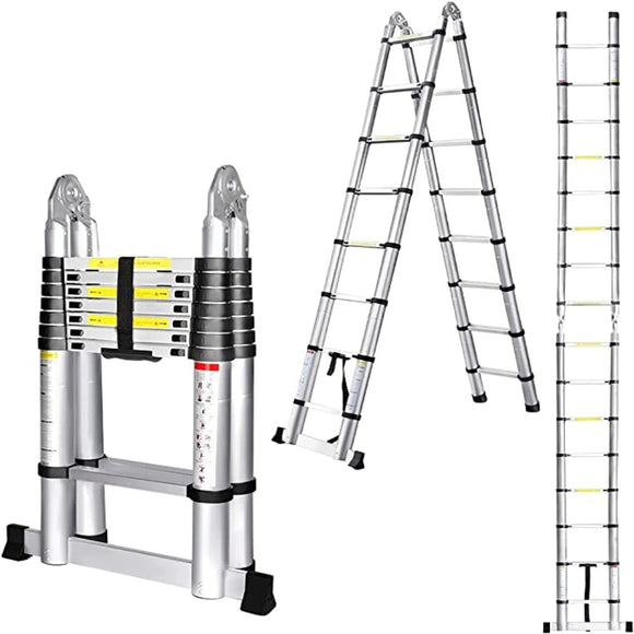 3.2 M (1.6m+1.6m) Multi-use telescopic A-frame extension ladder aluminum alloy folding ladder portable indoor outdoor work - AUPK