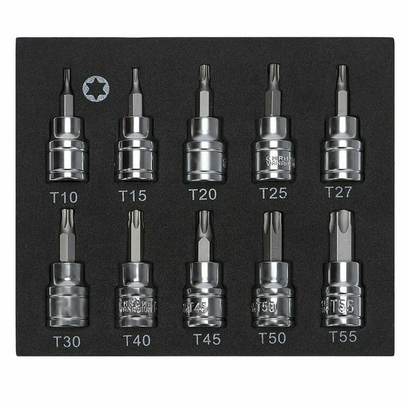 10 Pcs Torx Star Bit Socket Set 3/8