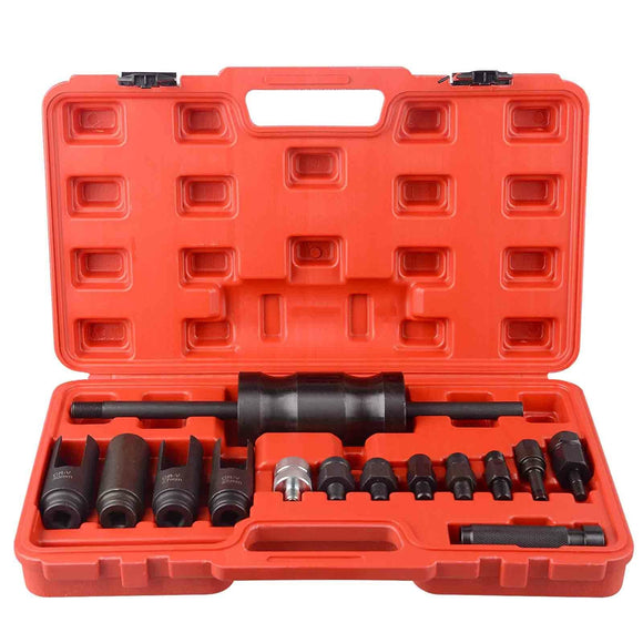 14Pcs Diesel Injector Extractor Remove & Common Rail Adaptor Puller Slide Hammer - AUPK