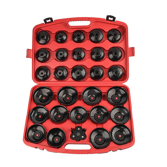 30pc Car Oil Filter Removal Wrench set Caps Fluted Cups Socket Remover Automotive Tool Kit - AUPK