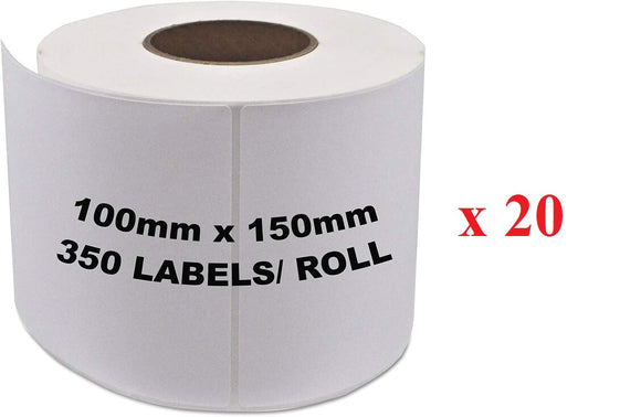 20 x Thermal Shipping Labels 100mm X 150mm (4x6) - 350 Labels per Roll - AUPK