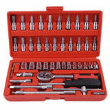 46pcs Socket Wrench Set CRV 1/4" Drive Metric Flexiable Extension Bar Truck Case - AUPK