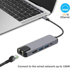 5-In-1 USB-C Multifunction Adapter USB Hub (HDMI + 2 USB Ports + PD + Ethernet port) - AUPK