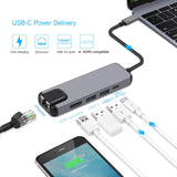 5-In-1 USB-C Multifunction Adapter USB Hub (HDMI + 2 USB Ports + PD + Ethernet port) - AUPK