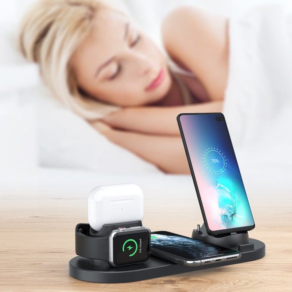 2021 Wireless Charger for iPhone 12 Pro Max 11 Xs Max 8 Plus 10W Fast Charging Pad for Apple Watch 6 in 1 Charging Dock Station - AUPK