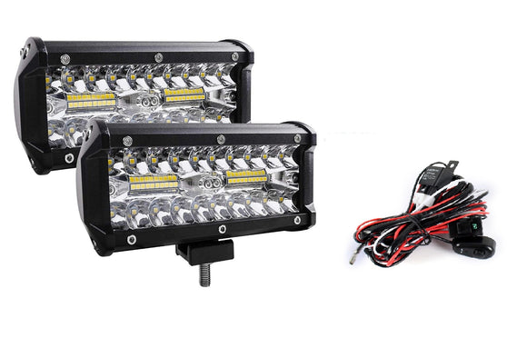 7inch CREE LED Work Light Bar Spot Flood Work Driving Lights X 2 or  Plus Wiring Loom Harness Kit 2-Way - AUPK