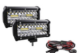 7inch CREE LED Work Light Bar Spot Flood Work Driving Lights X 2 or  Plus Wiring Loom Harness Kit 2-Way - AUPK