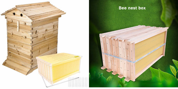 Wooden Beekeeping Beehive House +7PCS Upgraded Auto Honey Bee comb Hive Frame + 10 PCS Wooden frames - AUPK
