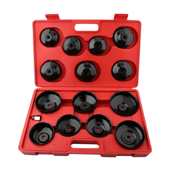 15x Cup Type Aluminium Oil Filter Wrench Removal Socket Remover Tool Set Kit - AUPK